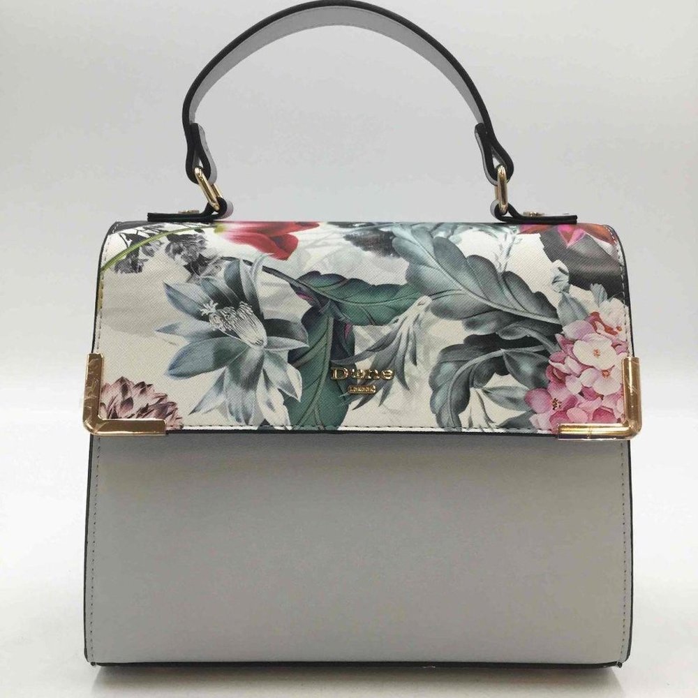 Dune of London Bags 2016 Gray Floral Satchel Purse (NWOT)